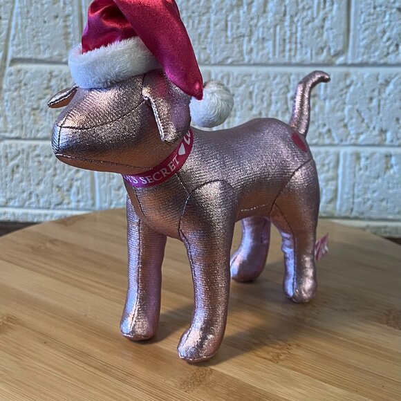 Victoria's Secret PINK Dog Metallic Pink, Santa Hat, 7", EUC, Collectible - Picture 2 of 7